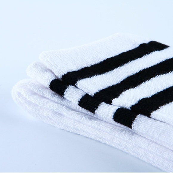 White Black Stripe Over the Knee Thigh High Socks - Picture 3 of 8